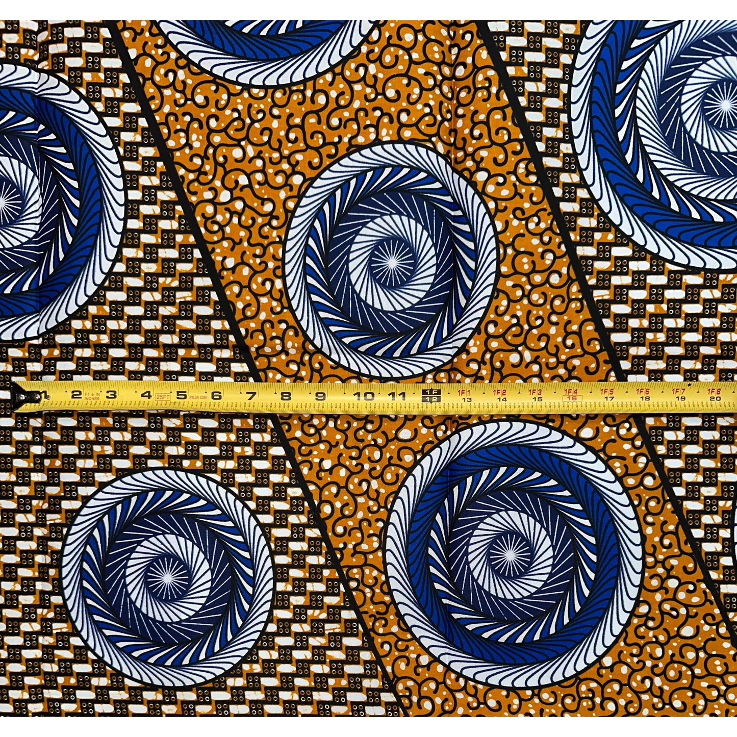 African Print Fabric/ Ankara - Brown, Blue ‘Lethabo', 1YARD