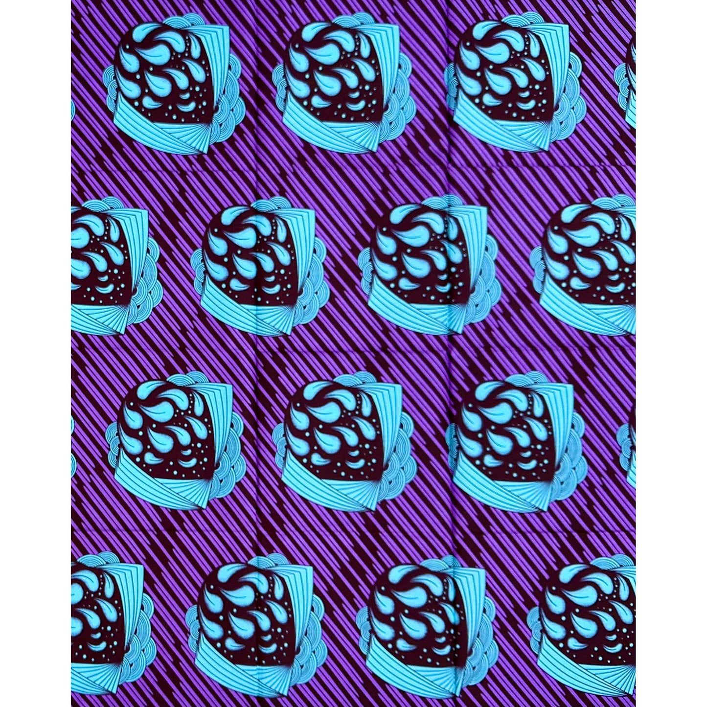 African Print Fabric/Ankara - Purple, Teal, Brown "Currently Nkiru" Design