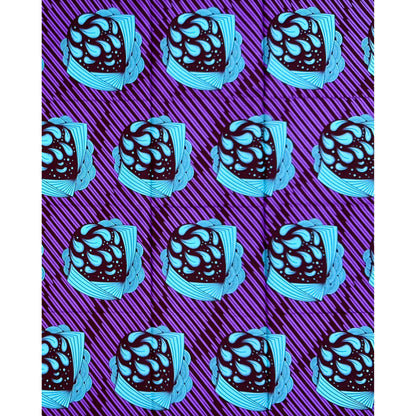 African Print Fabric/Ankara - Purple, Teal, Brown "Currently Nkiru" Design