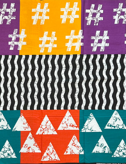 African Print Fabric/ Ankara - Black, White, Purple, Yellow, Teal, Red/Orange '#AfroSyntax' Design, YARD or WHOLESALE