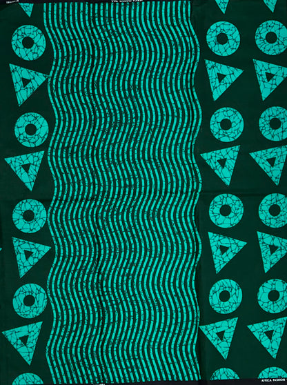 African Print Fabric/ Ankara - Shades of Green 'Odaan Rhythm', Per Yard or Wholesale