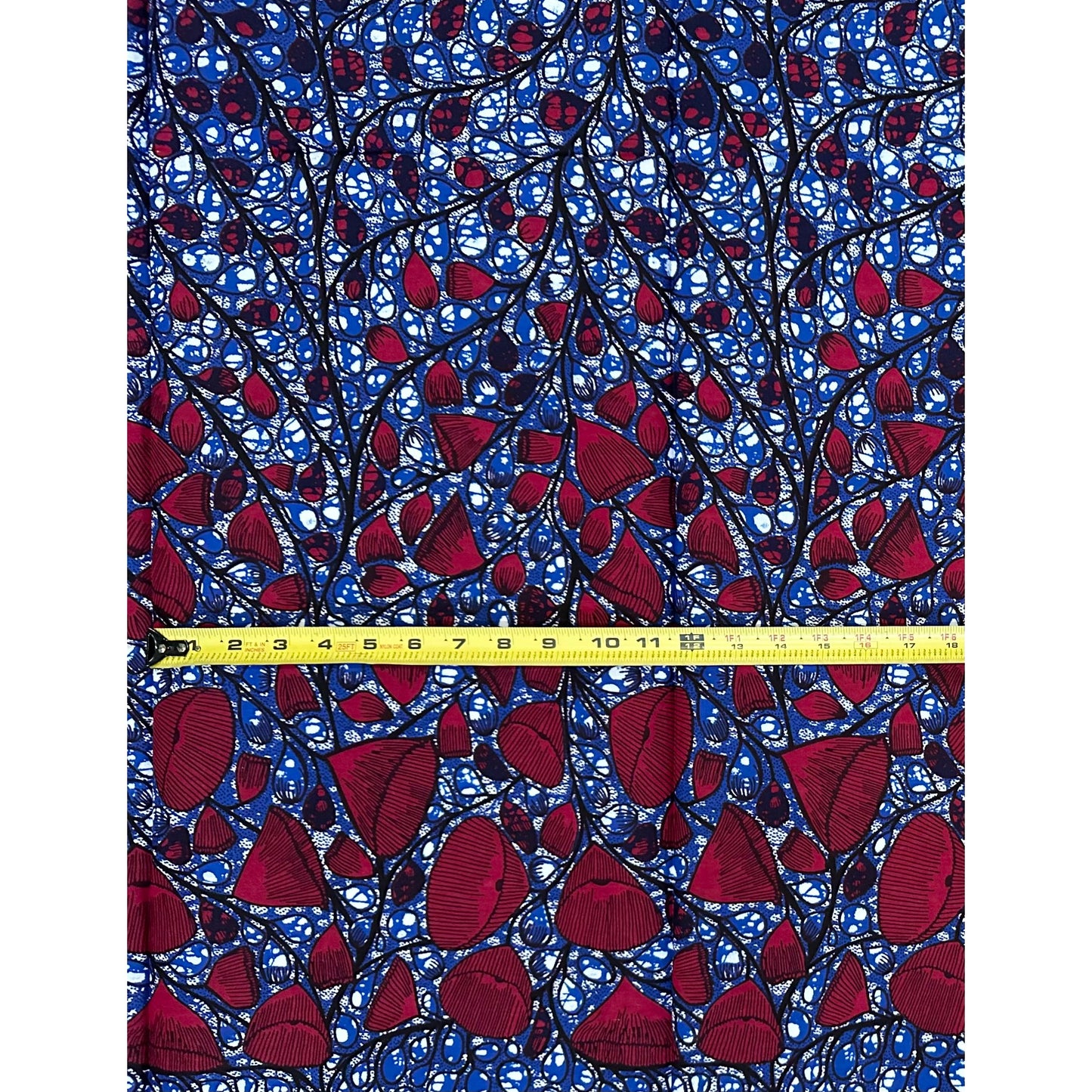African Print Fabric/ Ankara - Blue, Plum, Brown “Osara Crownline”,  1 YARD