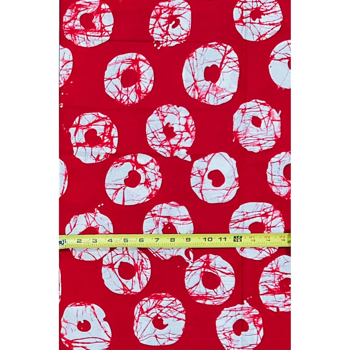 African Print Fabric/ Ankara - Red, White 'Oro of Breeze' Design, YARD or WHOLESALE