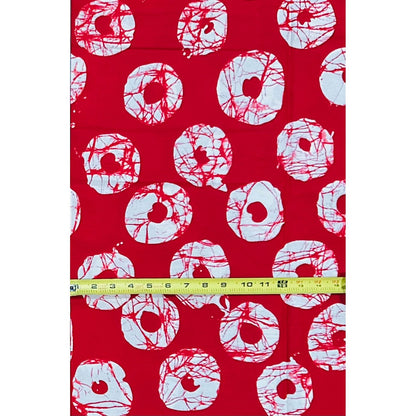 African Print Fabric/ Ankara - Red, White 'Oro of Breeze' Design, YARD or WHOLESALE