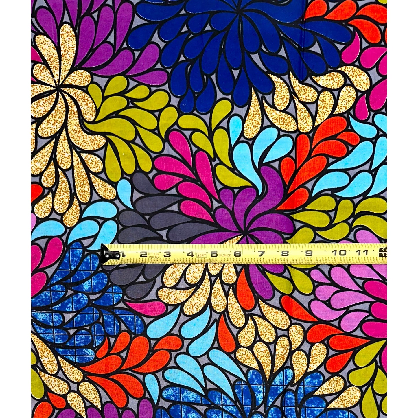 African Print Fabric/ Ankara - Blue, Pink, Orange, Purple, Green, Gray 'Omolara Bloom' Design, YARD or WHOLESALE