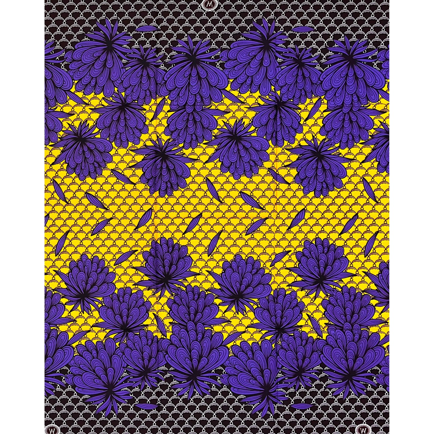 African Print Fabric/Ankara - Purple, Yellow, Brown "No Competition" Design