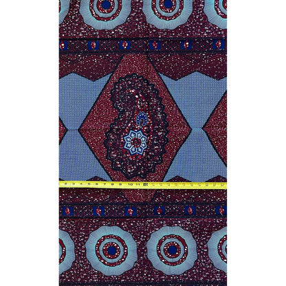 African Print Fabric/ Ankara - Brown, Navy 'Council of Women,’ 1 YARD