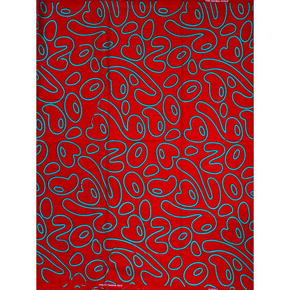 African Print Fabric/ Ankara - Red, Teal 'Main Character Mischief', Per Yard or Wholesale