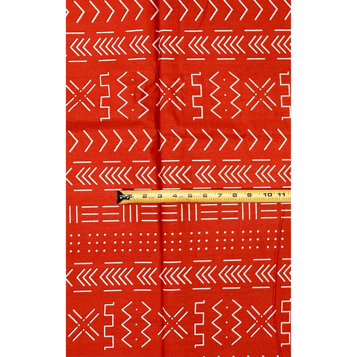 African Print Fabric/ Ankara - Red-Orange, Cream 'Taye Legacy' Design, YARD or WHOLESALE