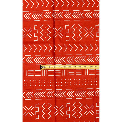 African Print Fabric/ Ankara - Red-Orange, Cream 'Taye Legacy' Design, YARD or WHOLESALE