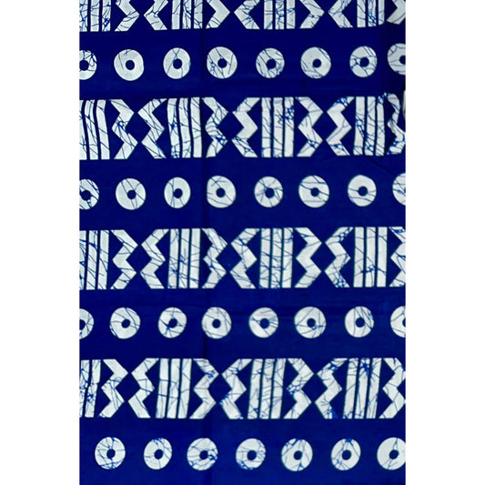 African Print Fabric/ Ankara - Blue, White 'Correct Levels' Design, YARD or WHOLESALE