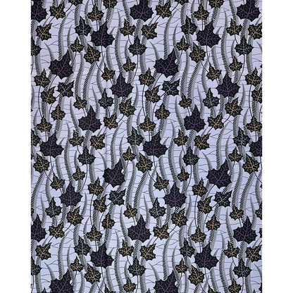 African Print Fabric/ Ankara - Gray, Purple, Black, Brown ‘Whispering Grove' Design, 1 YARD