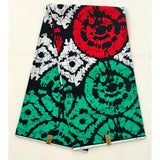 African Print Fabric/ Ankara - Red, Green, Black 'Riziki, Riziki' Design, YARD or WHOLESALE