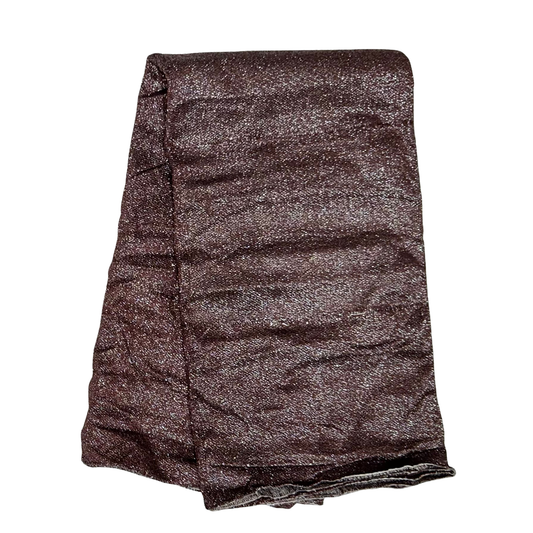 African Fabric/ Woven, Kente - Brown & Metallic Silver “Asase Sika”, ~2 Yards