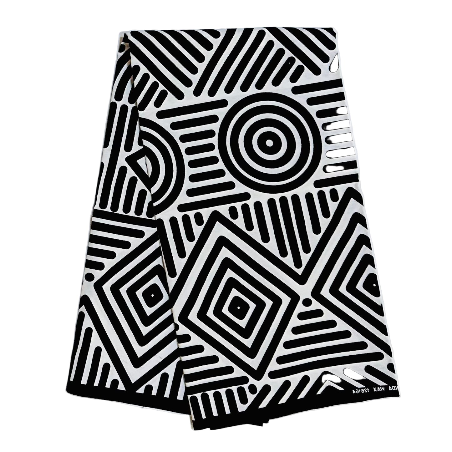 African Print Fabric/ Ankara - White, Black 'Wakanda Cipher’, YARD or WHOLESALE