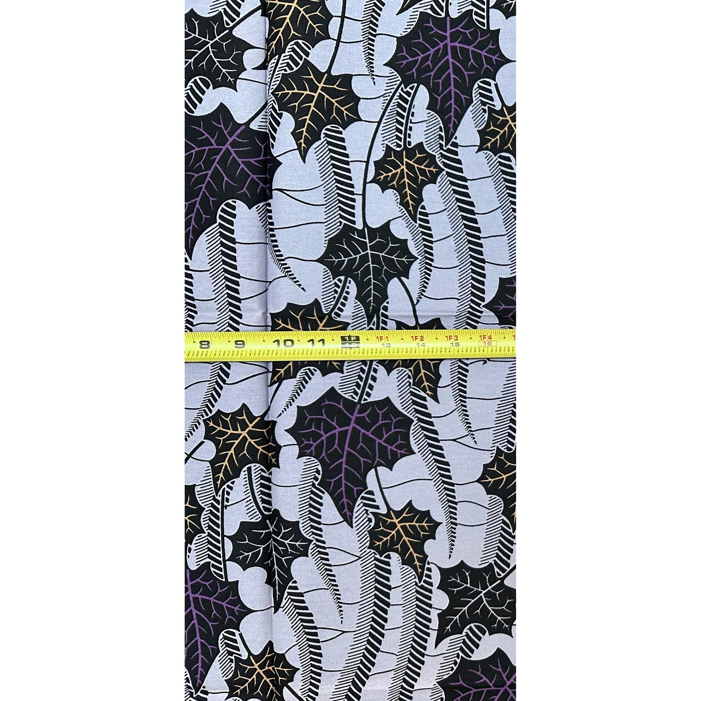 African Print Fabric/ Ankara - Gray, Purple, Black, Brown ‘Whispering Grove' Design, 1 YARD