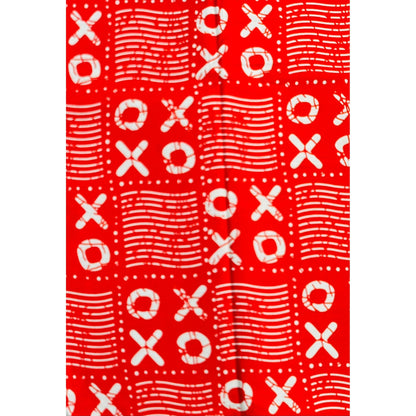 African Print Fabric/ Ankara - Red, White 'Omo X&O' Design, YARD or WHOLESALE