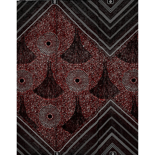 African Print Fabric/ Ankara - Brown, Navy, Black 'Anya Anyanwụ', 1 YARD