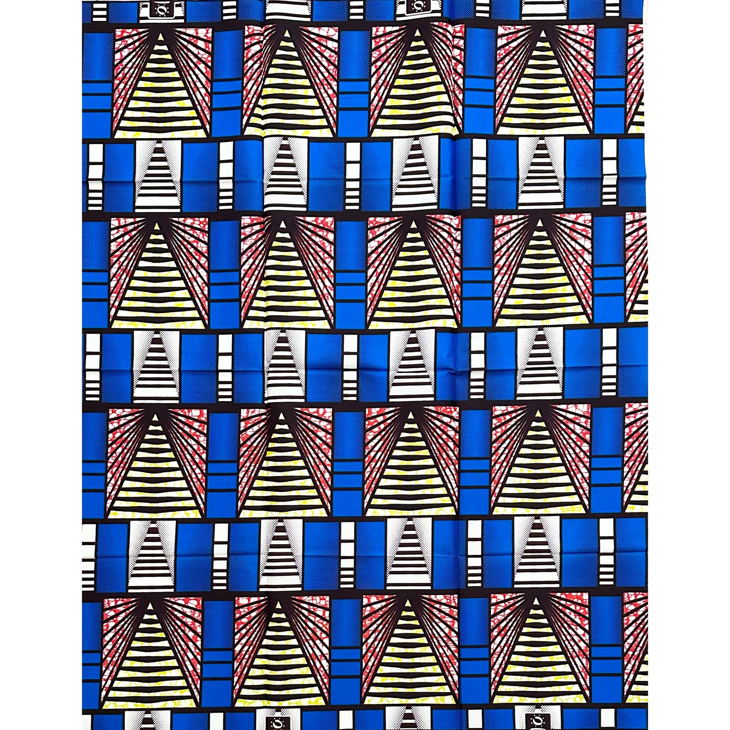 African Print Fabric/ Ankara - Blue, Red, Chartreuse 'The Way Forward,’ 1 YARD