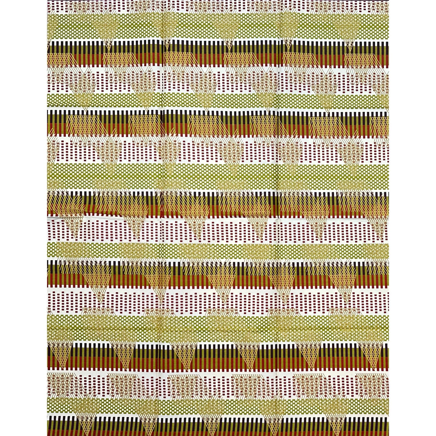 African Print Fabric/ Ankara - Cream, Green, Brown ‘Nobody Came Empty-Handed' Design, YARD
