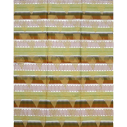 African Print Fabric/ Ankara - Cream, Green, Brown ‘Nobody Came Empty-Handed' Design, YARD