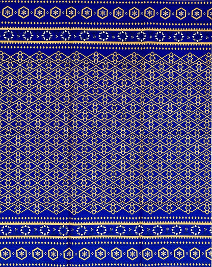 African Print Fabric/ Ankara - Blue, Beige 'The Foundation President', 1 YARD
