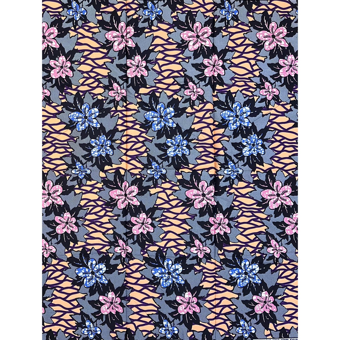 African Print Fabric/ Ankara - Pink, Blue, Purple "Sugar & Spice" Design, 1 Yard