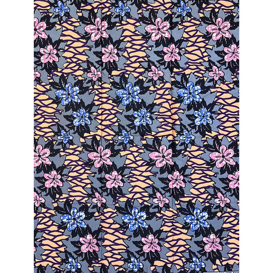 African Print Fabric/ Ankara - Pink, Blue, Purple "Sugar & Spice" Design, 1 Yard