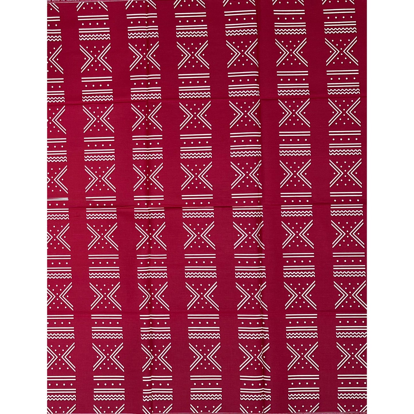 African Print Fabric/Ankara - Dark Red, Cream "Ikenga Meaning" Design, YARD or WHOLESALE