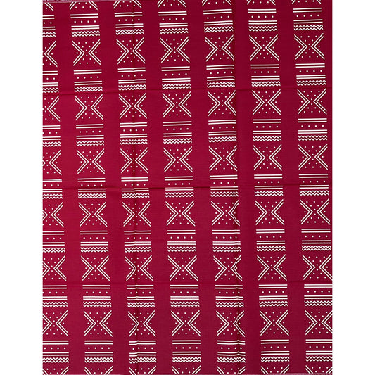 African Print Fabric/Ankara - Dark Red, Cream "Ikenga Meaning" Design, YARD or WHOLESALE