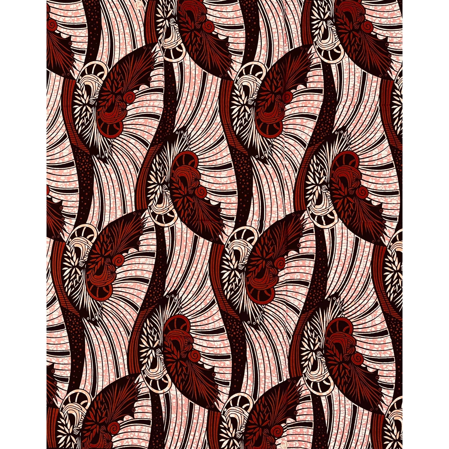 African Print Fabric/ Ankara - Shades of Brown, Pink ‘Ìrìn Ayo' Design, 1 YARD