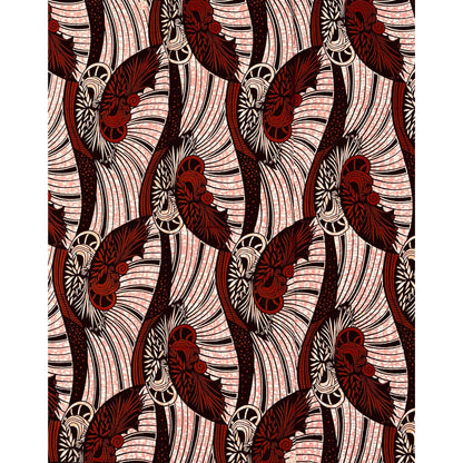 African Print Fabric/ Ankara - Shades of Brown, Pink ‘Ìrìn Ayo' Design, 1 YARD