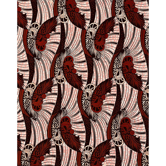 African Print Fabric/ Ankara - Shades of Brown, Pink ‘Ìrìn Ayo' Design, 1 YARD