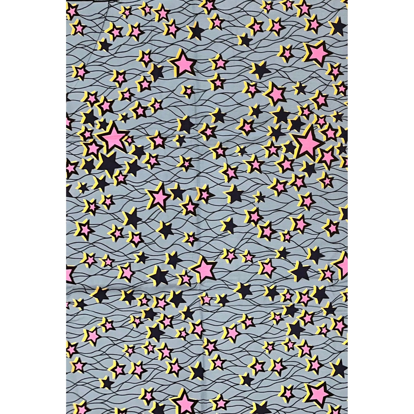 African Print Fabric/ Ankara - Gray, Metallic Gold, Pink, Navy, Black 'Celebrity' Design, YARD or WHOLESALE