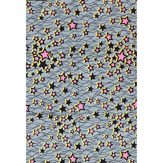 African Print Fabric/ Ankara - Gray, Metallic Gold, Pink, Navy, Black 'Celebrity' Design, YARD or WHOLESALE