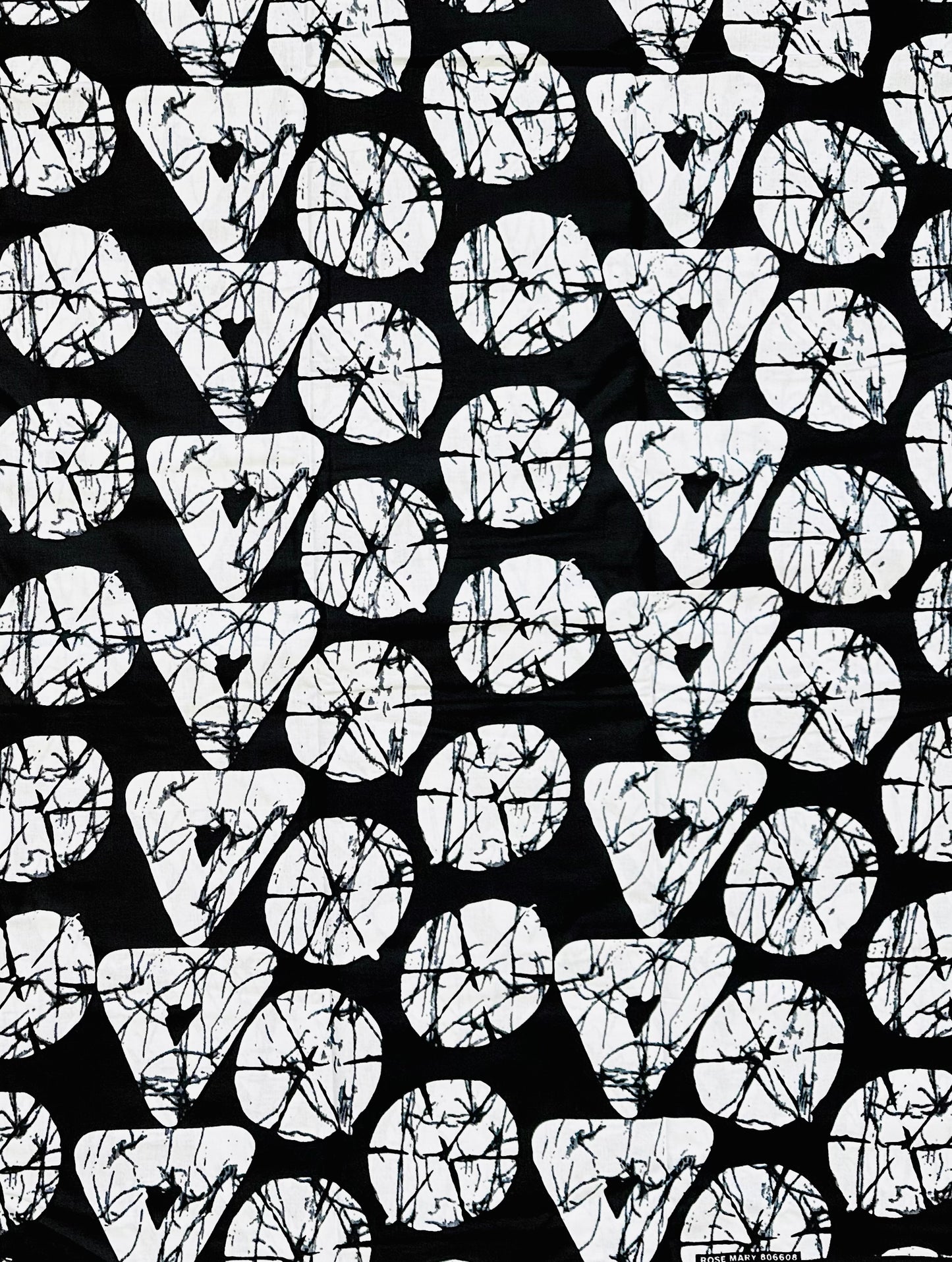 African Print Fabric/ Ankara - Black, White 'House of Sankofa' Design, YARD or WHOLESALE