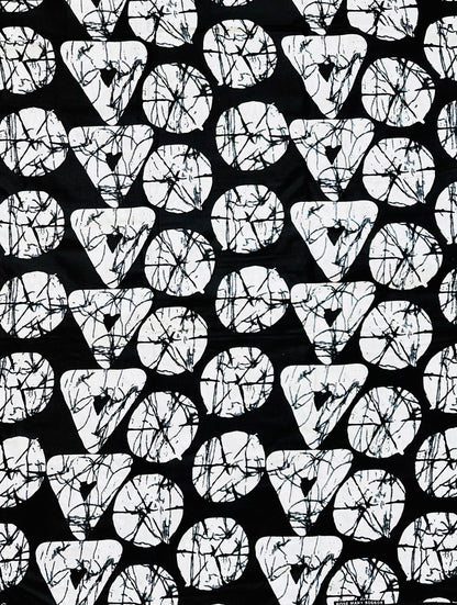 African Print Fabric/ Ankara - Black, White 'House of Sankofa' Design, YARD or WHOLESALE