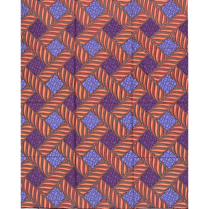 African Print Fabric/ Ankara - Purple, Pink, Brown "Compound Stories", 1 Yard