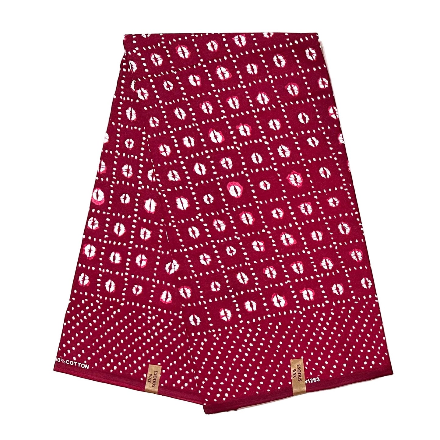 African Print Fabric/ Ankara - Dark Red, White 'Desert Constellation ' Design, YARD or WHOLESALE