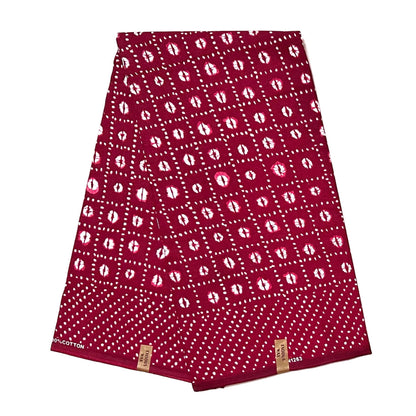 African Print Fabric/ Ankara - Dark Red, White 'Desert Constellation ' Design, YARD or WHOLESALE