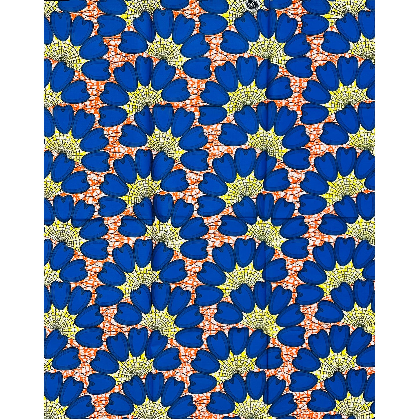African Print Fabric/ Ankara - Blue, Yellow, Orange 'Zuri Upepo', YARD or WHOLESALE