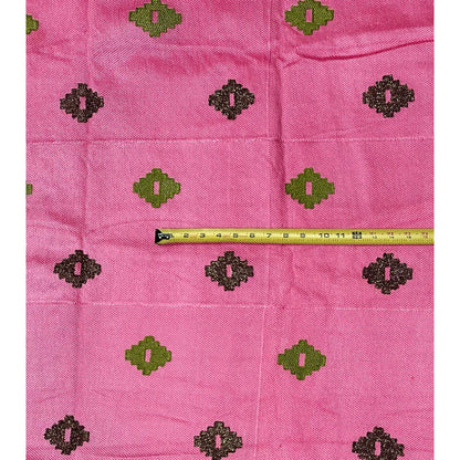 African Fabric/ Woven, Embroidered Kente - Pink, Green, Brown, Gold “Sweet Strength”, ~2 Yards