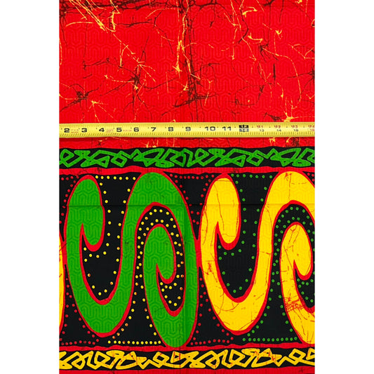 African Print Fabric/ Ankara - Red, Green, Yellow, Black 'Amai Lively' Design