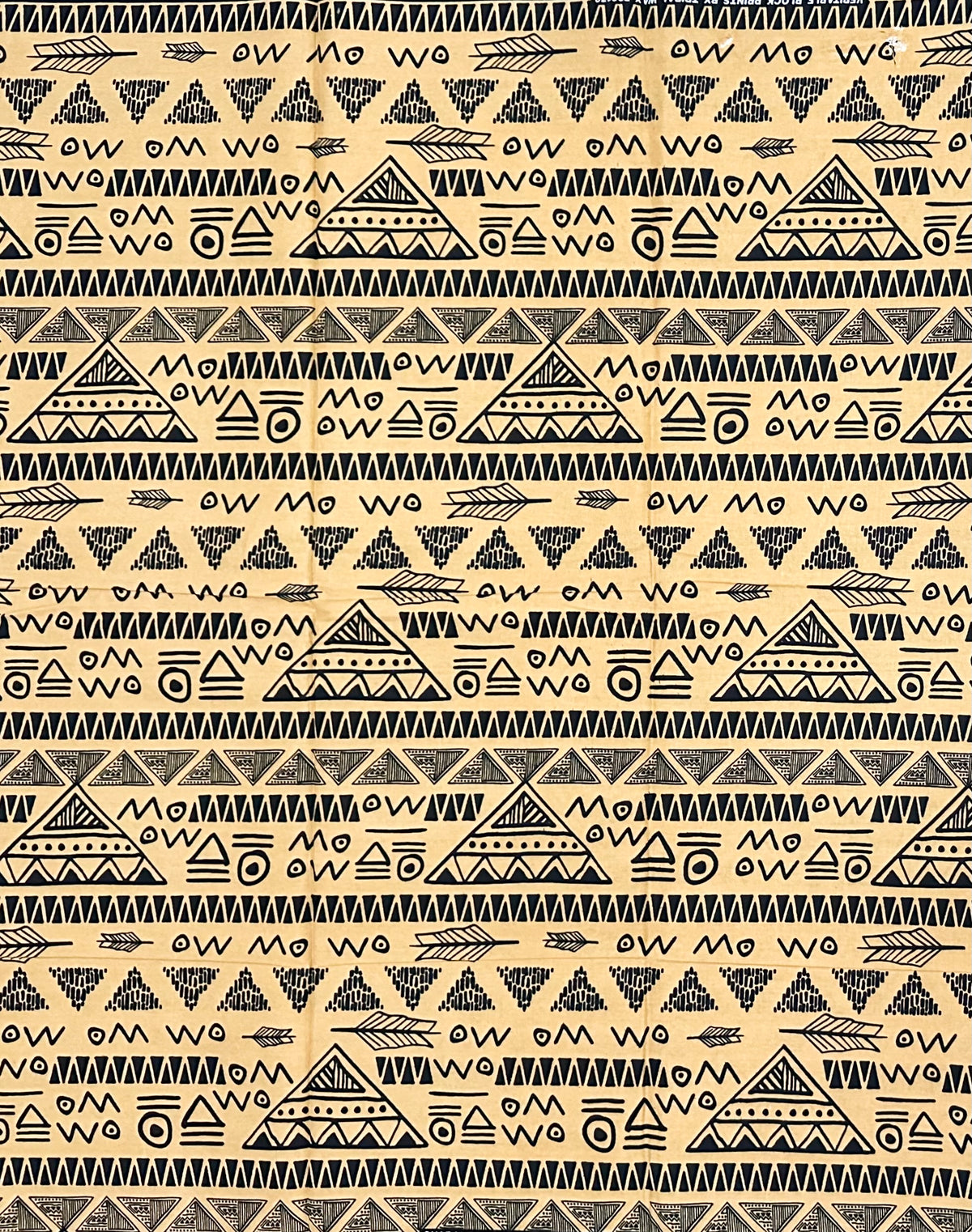 African Print Fabric/ Ankara - Beige, Black "Ankh & Ink", YARD or WHOLESALE