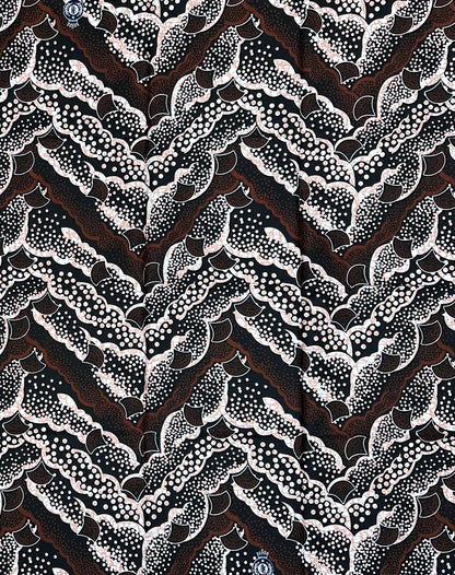 African Print Fabric/ Ankara - Brown, Black 'Cocoa Echo', 1 Yard