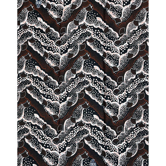 African Print Fabric/ Ankara - Brown, Black 'Cocoa Echo', 1 Yard