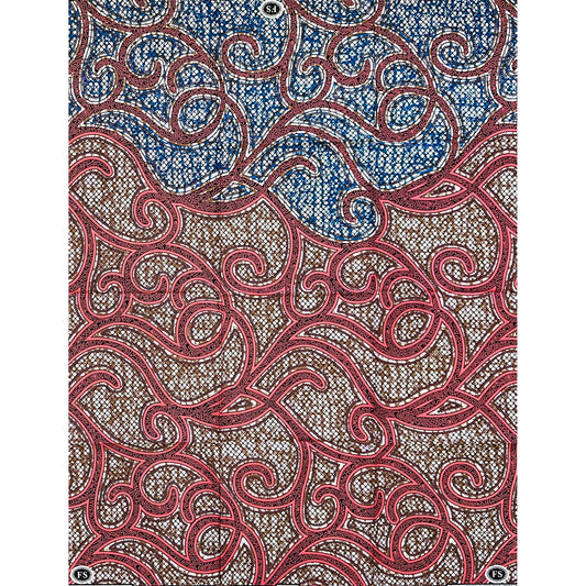 African Print Fabric/ Ankara - Pink, Gray, Brown 'Madam Dey Vex', 1 YARD
