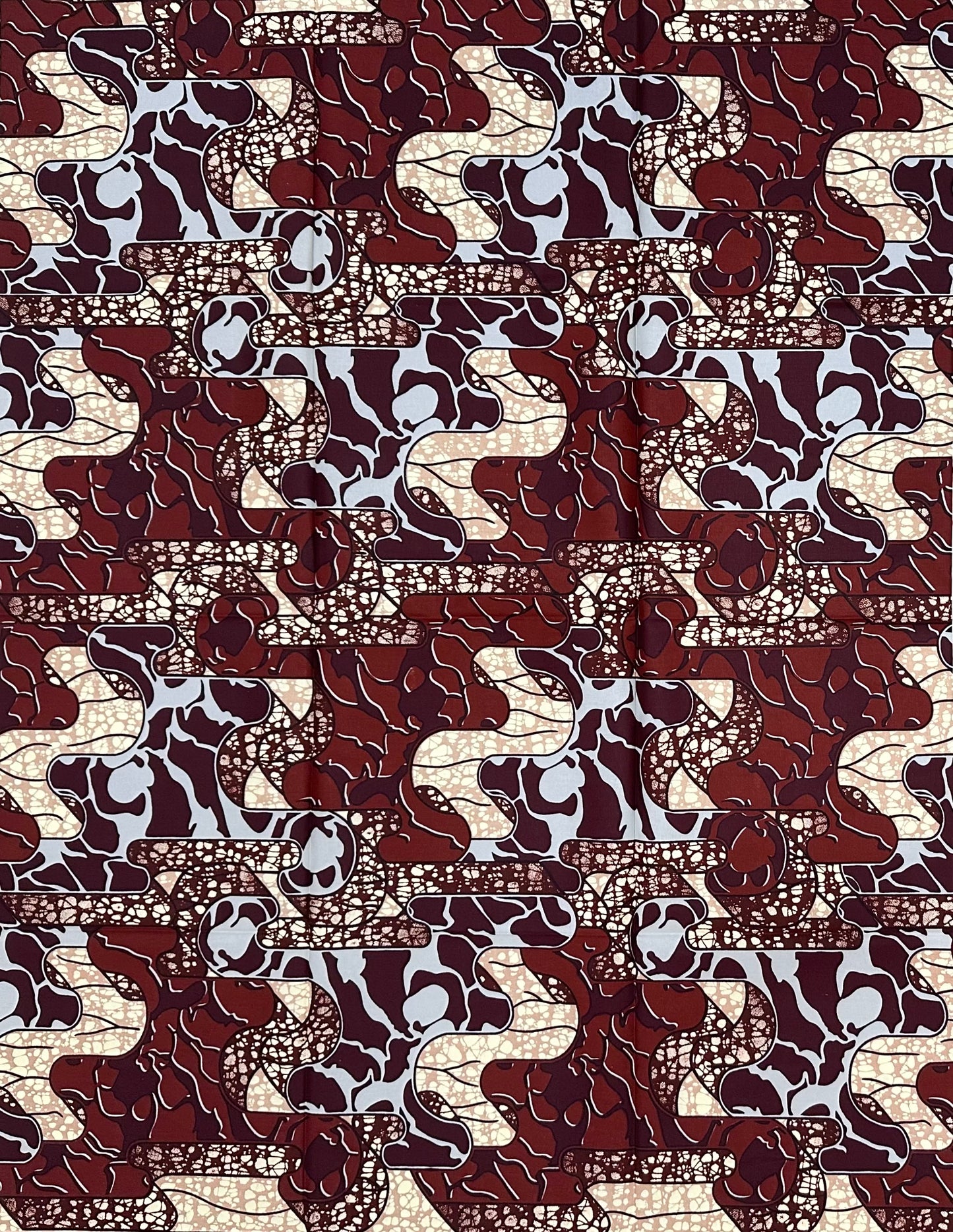 African Print Fabric/ Ankara - Brown, Gray 'Akanba ', 1 YARD