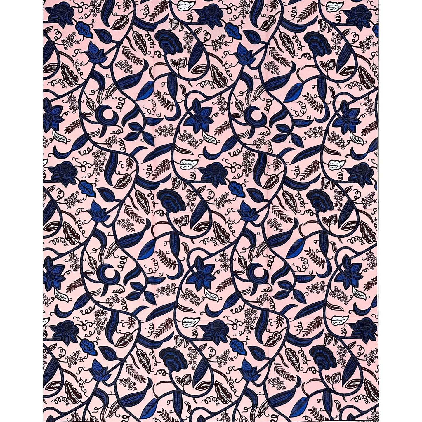 African Print Fabric/ Ankara - Pink, Blue 'Ivy Crush,' 1 YARD