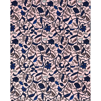 African Print Fabric/ Ankara - Pink, Blue 'Ivy Crush,' 1 YARD